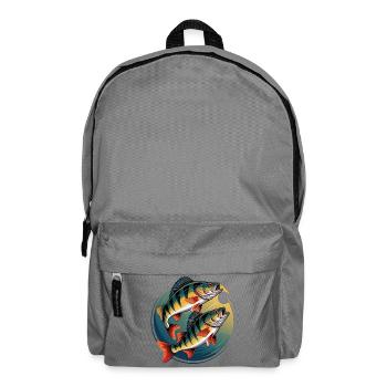 Zwei Barsche im Kreis - Rucksack - Mittelgrau - Vorne