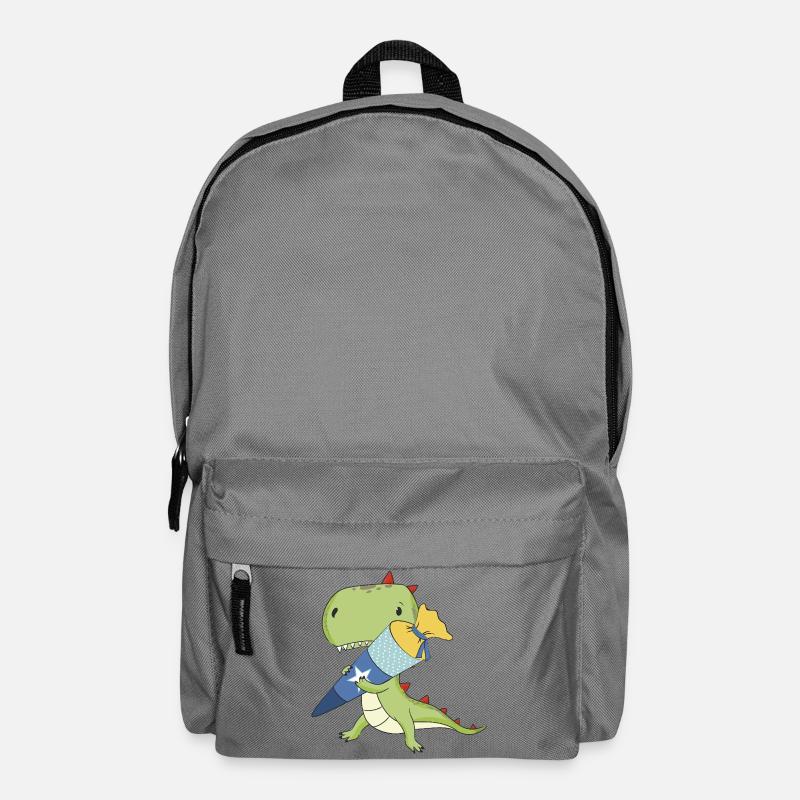 Dino mit Schultüte - Rucksack - Mittelgrau