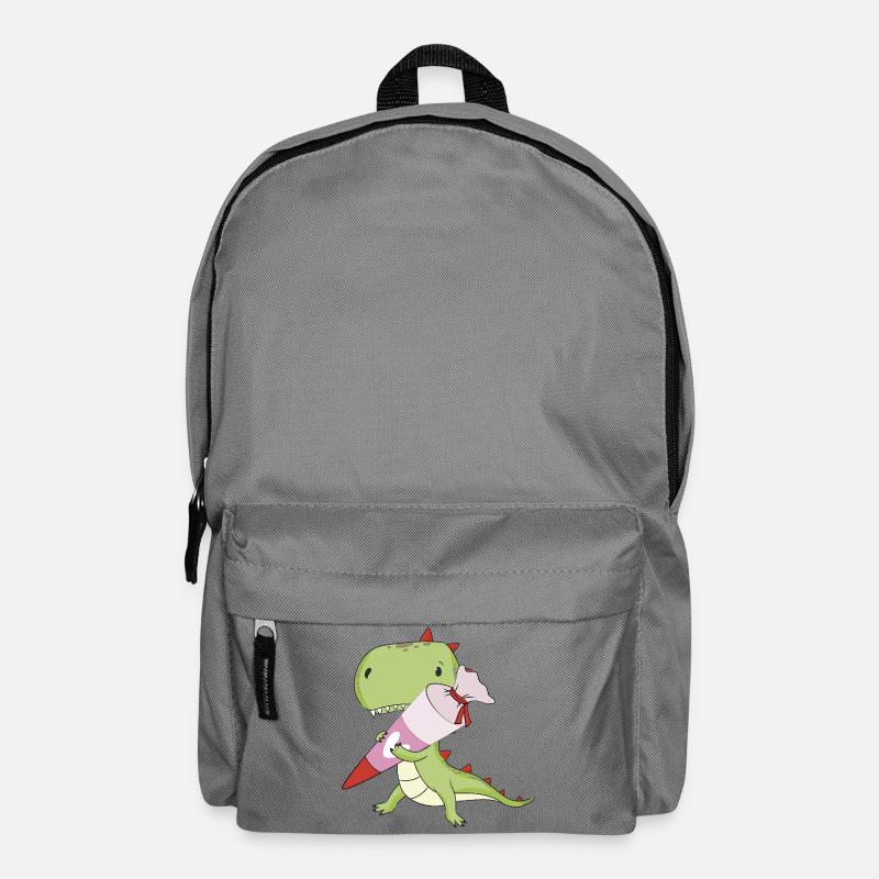 DINO with pink school cone, school - Backpack - elephant grey