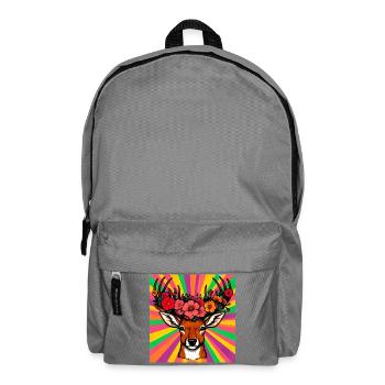 Hirsch mit Blumen - Rucksack - Mittelgrau - Vorne