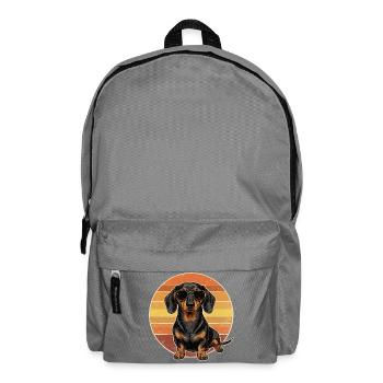 Vintage Dachshund Sunset Retro 70s Sunglasses Shirt - Backpack - elephant grey - Front