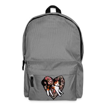 Calico Cat in Flower Heart - Backpack - elephant grey - Front