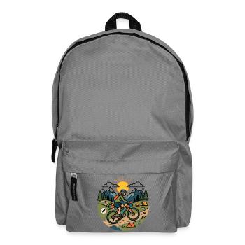 Mountainbikepacking Adventure Badge T-Shirt - Rucksack - Mittelgrau - Vorne