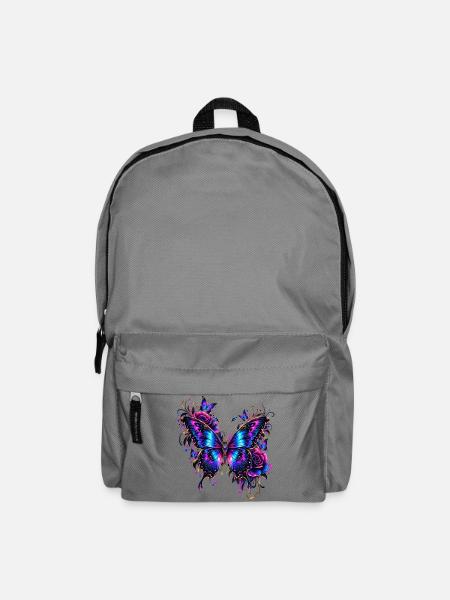 Neon Schmetterling mit leuchtenden Flügeln - Rucksack - Mittelgrau
