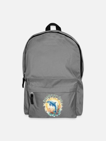 Folge deinem Herz-Delfinriff - Rucksack - Mittelgrau