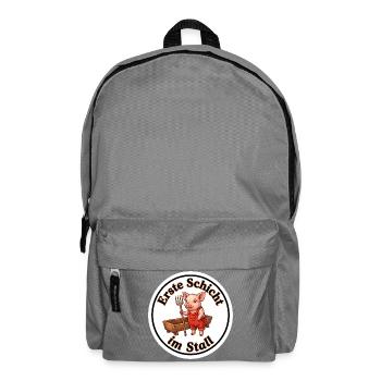 Erste Schicht Stall Ferkel Baby Shirt - Rucksack - Mittelgrau - Vorne