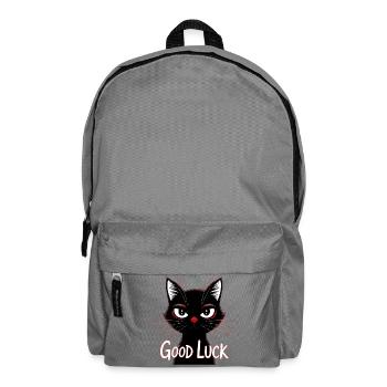 Schwarze Katze Glücksprint - Rucksack - Mittelgrau - Vorne