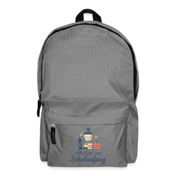 Schulanfang: Lächelnde Schulutensilien - Rucksack - Mittelgrau - Vorne