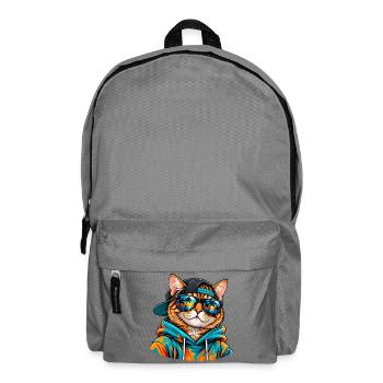 Cool Cat mit Sonnenbrille – tropische Sommerstimmung - Rucksack - Mittelgrau - Vorne