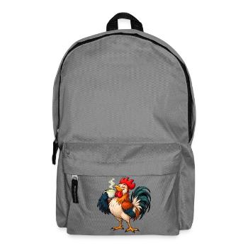  Hahn mit Matcha Latte – Lustiges Tiermotiv - Rucksack - Mittelgrau - Vorne