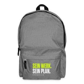 Sein Werk. Sein Plan. – Epheser 2,10 - Rucksack - Mittelgrau - Vorne