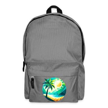 Palme in einer Bucht im Polygon-Stil - Rucksack - Mittelgrau - Vorne
