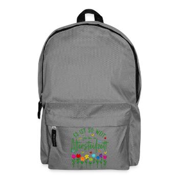 Es ist so weit Ich bin in Altersteilzeit - Blumen - Rucksack - Mittelgrau - Vorne