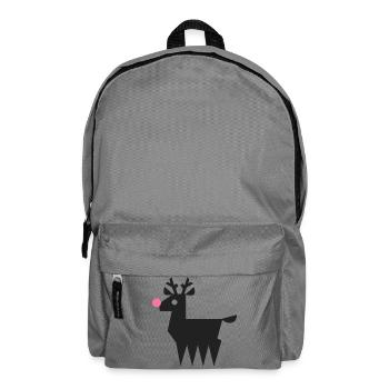 Rentier Rudolf Logo L schwarz mit neonpinker Nase - Rucksack - Mittelgrau - Vorne