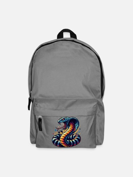 dynamisches und farbenfrohes Cobra-Schlangen Motiv - Rucksack - Mittelgrau