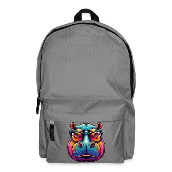 Nilpferd mit Brille - Rucksack - Mittelgrau - Vorne