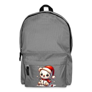 Schneemann-Bär mit Mütze - niedliches Wintermotiv - Rucksack - Mittelgrau - Vorne