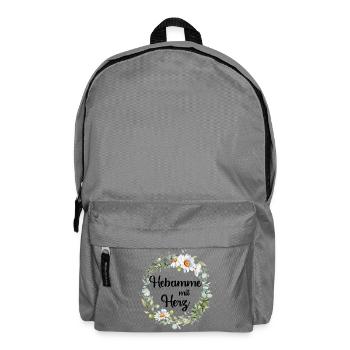 Hebamme mit Herz - personalisierbares Design - Rucksack - Mittelgrau - Vorne