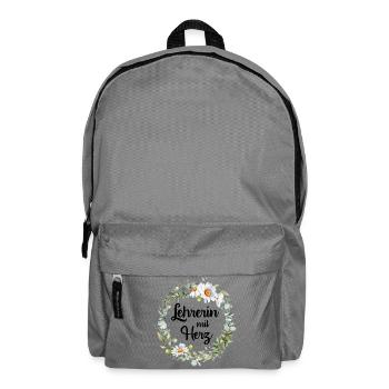 Lehrerin mit Herz! Personalisierbares Design - Rucksack - Mittelgrau - Vorne