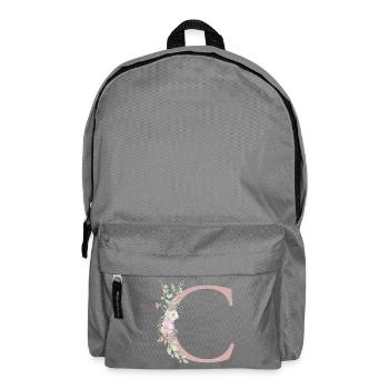 C Monogramm, Floral, personalisierbar - Rucksack - Mittelgrau - Vorne