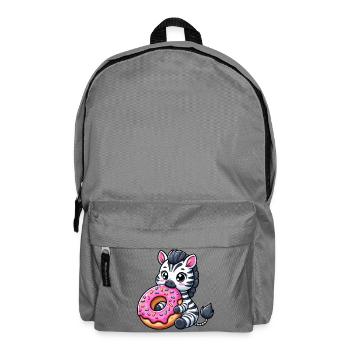 Cute Zebra Donut Cartoon Treats Fun - Backpack - elephant grey - Front