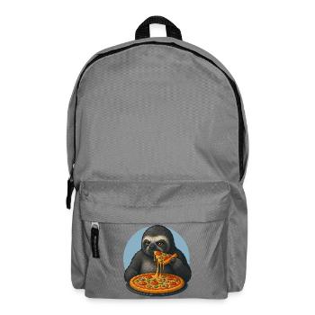Cute Sloth Pizza Italian Food - Backpack - elephant grey - Front