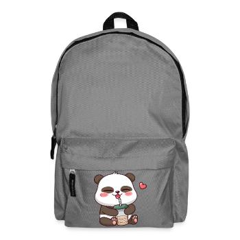 Adorable Panda Drinking Bubble Tea - Backpack - elephant grey - Front