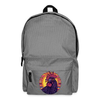 Stilvolle Hahnen-Silhouette mit Retrofarben - Rucksack - Mittelgrau - Vorne