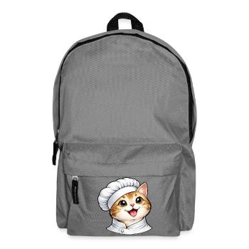 Motif de dessin animé Chat Chef mignon - Sac à dos - gris éléphant - Devant