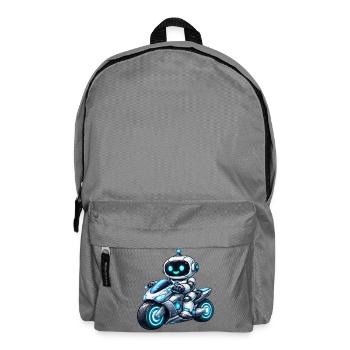 Roboter auf Motorrad - Rucksack - Mittelgrau - Vorne