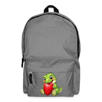 Dino T-Rex with Strawberry Summer Cartoon - Backpack - elephant grey - Front