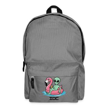 Alien in Pink Flamingo Float - Backpack - elephant grey - Front