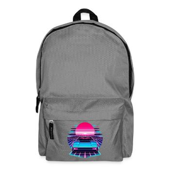 Neon Synthwave Auto am Sonnenuntergang - Rucksack - Mittelgrau - Vorne