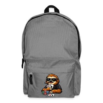Cool sloth playing poker - Backpack - elephant grey - Front