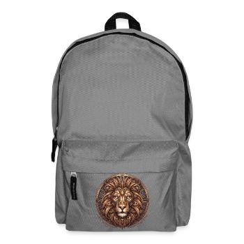 Steampunk-Löwe im Zahnradkreis - Rucksack - Mittelgrau - Vorne