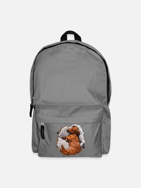 Dackel Kuscheltraum auf Decke - Rucksack - Mittelgrau