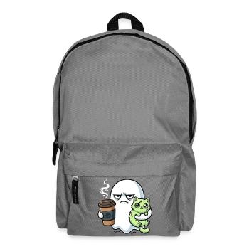 Halloween Kaffee Geist mit Zombie Katze - Rucksack - Mittelgrau - Vorne