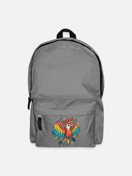 Farbenfroher Papagei Hallo - Rucksack - Mittelgrau