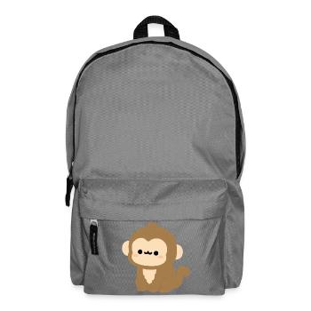 Kawaii Rhesus-Makaken-Plüsch-Illustration - Rucksack - Mittelgrau - Vorne