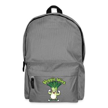 Veggie Wins: Lauchheld Cartoon - Rucksack - Mittelgrau - Vorne