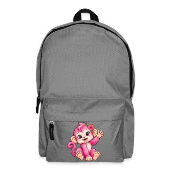 Kawaii-rosa Affe mit tropischer Blume - Rucksack - Mittelgrau - Vorne