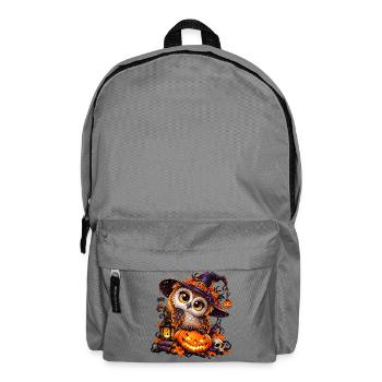 Halloween-Eule mit Hexenhut - Rucksack - Mittelgrau - Vorne