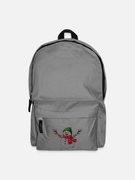 Winterlicher Schneemann mit bunter Mütze - Rucksack - Mittelgrau