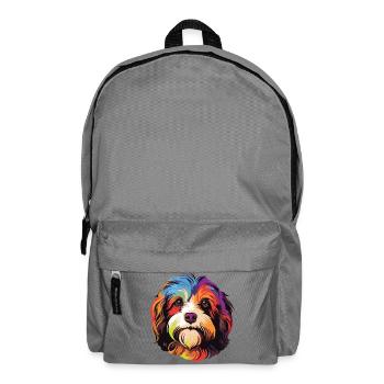 Buntes Hundeporträt Pop-Art - Rucksack - Mittelgrau - Vorne