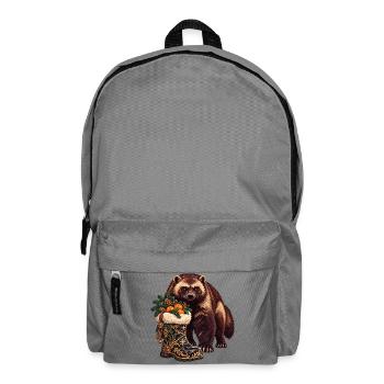 Vielfraß mit festlichem Winterstiefel - Rucksack - Mittelgrau - Vorne