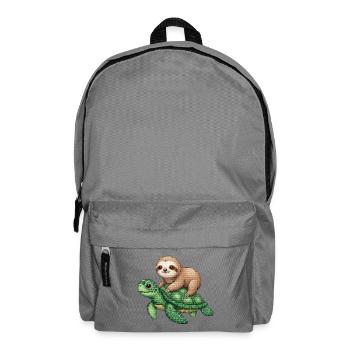 Sloth on turtle - Backpack - elephant grey - Front