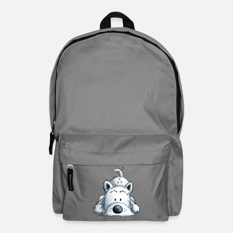 Verspielter Westie - West Highland White Terrier - Rucksack - Mittelgrau