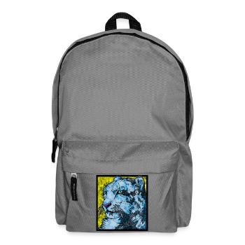 Schneeleopard nah (Bunt) - Rucksack - Mittelgrau - Vorne