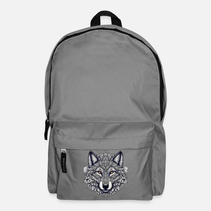Wolf mit Mandalas verziert - Rucksack - Mittelgrau