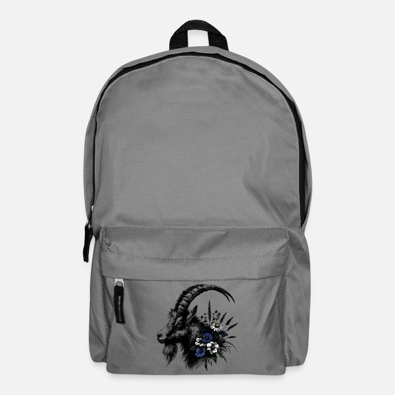 Steinbock Blumen Alpen Berge Illustration - Rucksack - Mittelgrau